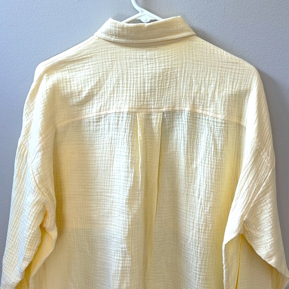 Magaschoni Organic Cotton Gauze Button Down Shirt Top, Yellow, Boho Beach , Sz S - Picture 5 of 10